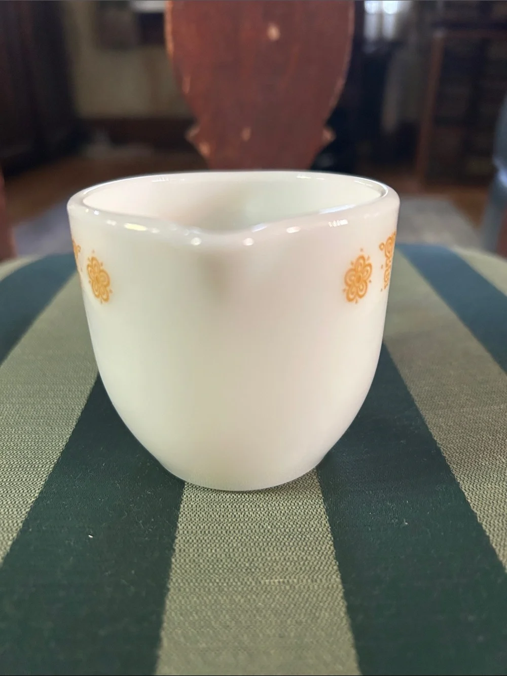 Pyrex White Creamer with Yellow Floral Motif